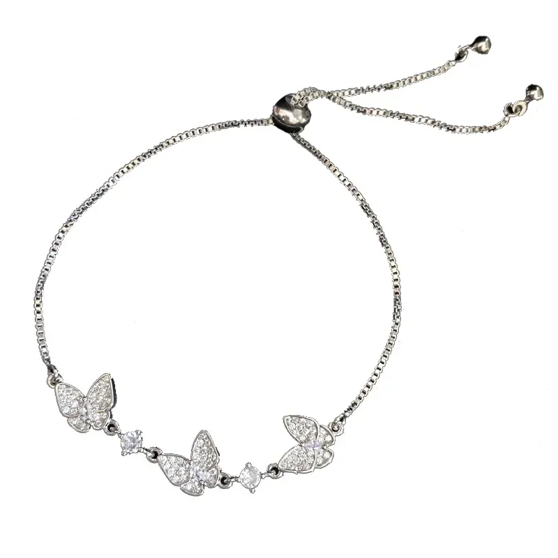 MDLFES مويسان الماس نمط مزاجه الحلو فراشة صغيرة سوار المرأة 18K مطلية بالذهب CCTV شعور كبار