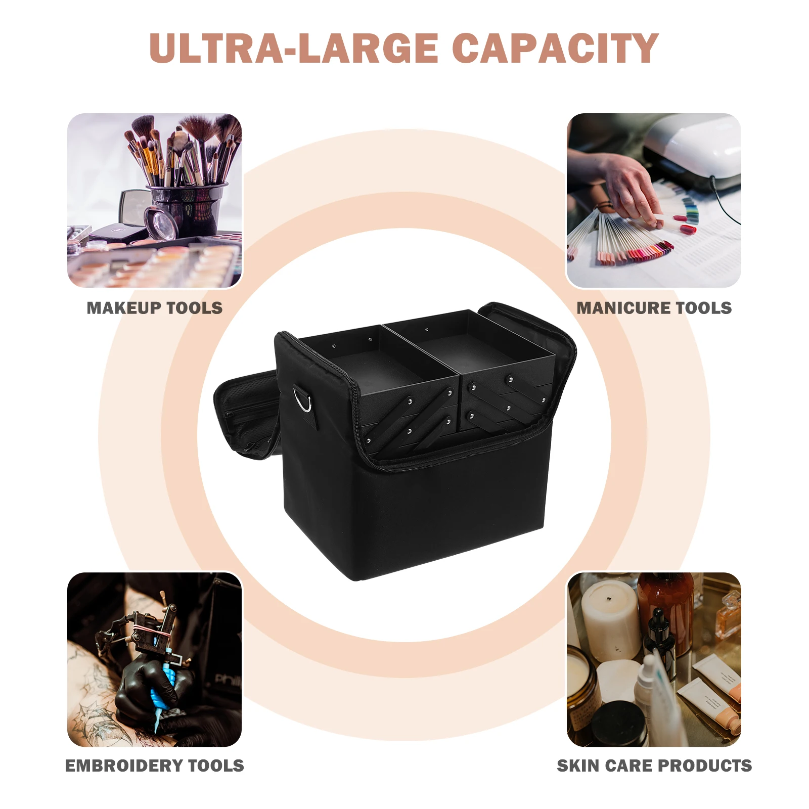 

1Pcs Large Capacity Makeup Storage Bag Box Water-Resistant Makeup Organizer for Travel Cosmetics Case