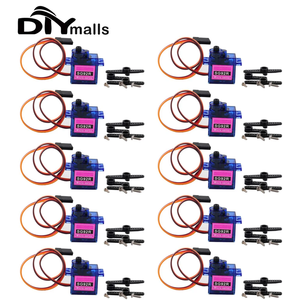 

10PCS SG92R Servo 9g Micro Servo 4.8V-6V 90/180/270 degree Angle Controllable 360 Continuous rotation Uncontrollable for RC Car