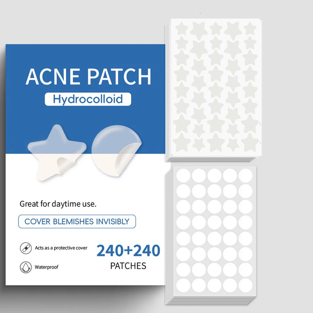 480PCS,Star and Circle Acne Patches, Clear Pimple Patch Transparent Adhesive Necessary for Makeup Suitable for Different Sizes