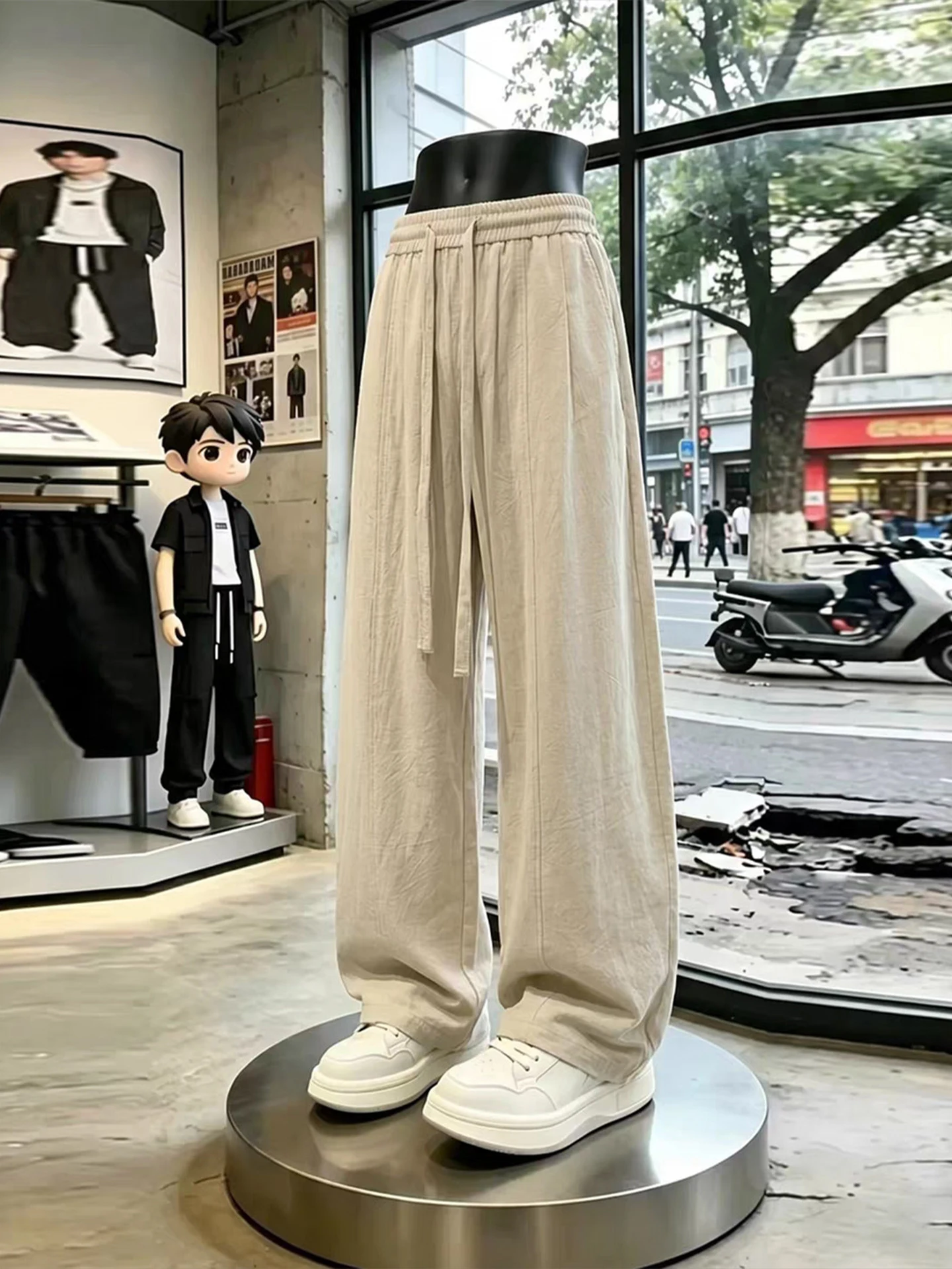 

Men's Summer Lightweight Breathable Loose Cotton Linen Pants Drapey Comfortable Straight Leg Casual Trousers Fashionable Trendy