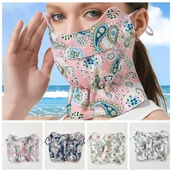 Cashew Summer Sunscreen Mask Breathable Eye Protection UV Protection Neck Wrap Print Neck Sunshade Ice Silk Face Cover Fishing