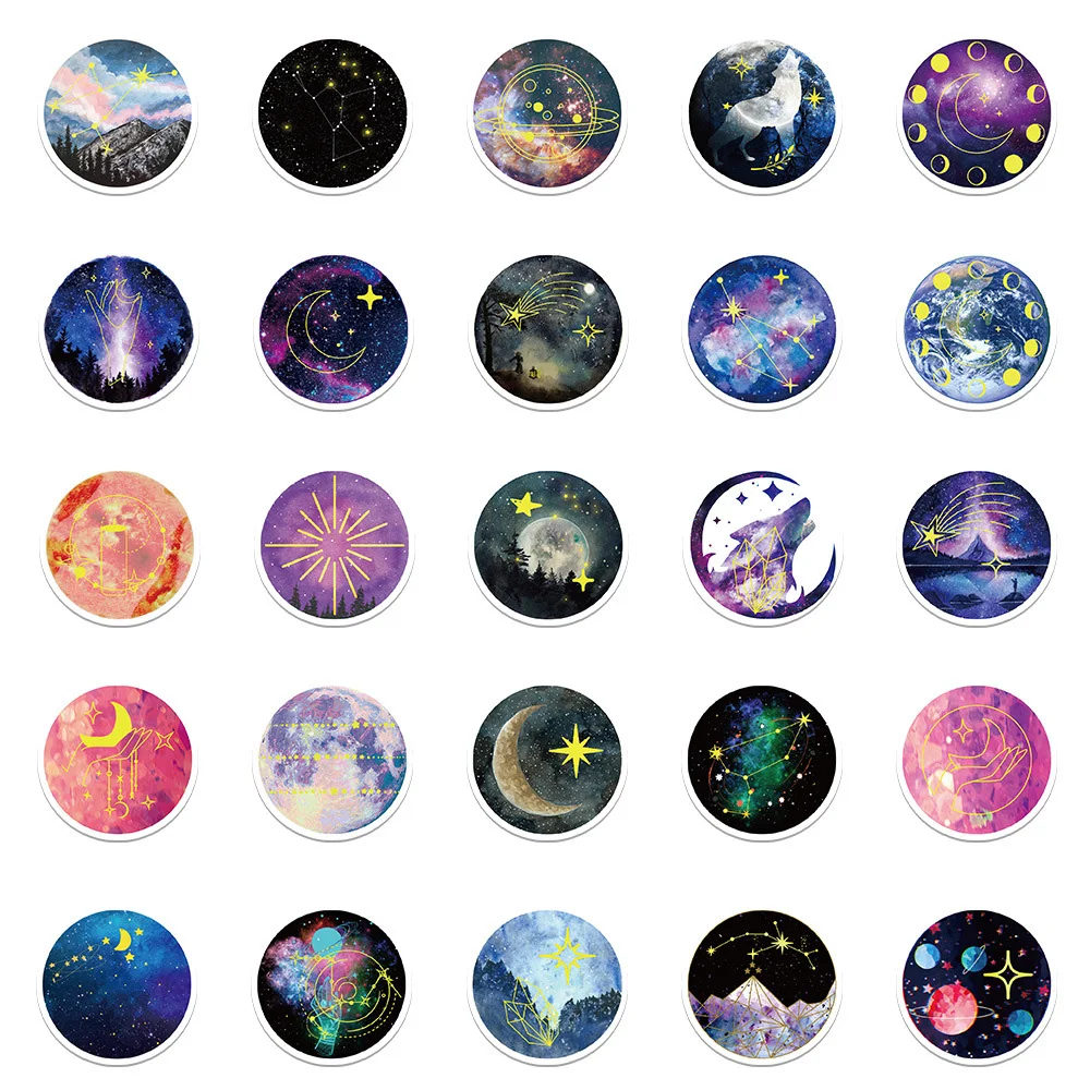 10/30/50pcs Galaxy Moonlight Space Cartoon adesivi estetici decalcomanie Kid Toy Laptop Guitar Scrapbook Phone bagagli Cool Sticker