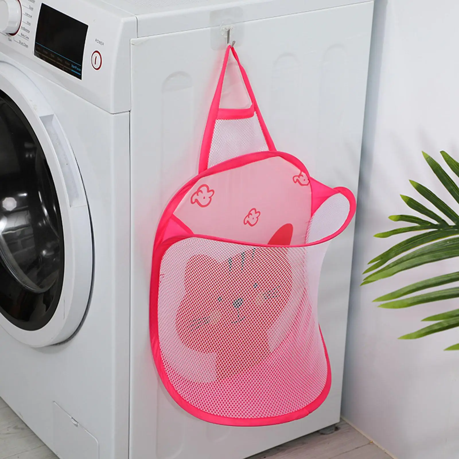 2-6pack FOLDING LAUNDRY BAG HAMPER DIRTY CLOTHES STORAGE WASHING BASKET BIN Pink