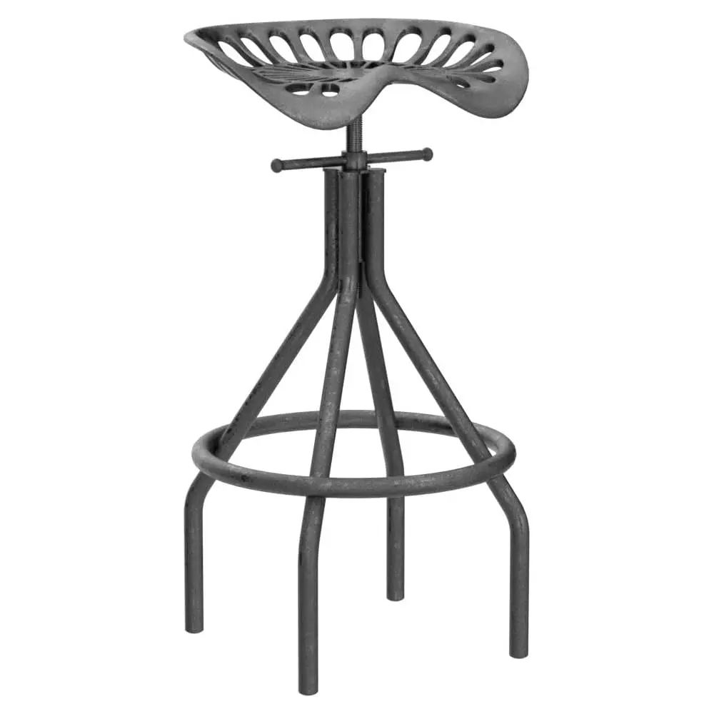 Set Of 2 Rustic Industrial Bar Stool-Cast Iron Tractor Seat Stool-Adjustable Counter Height Swivel Breakfast Bar Stool-Rustic