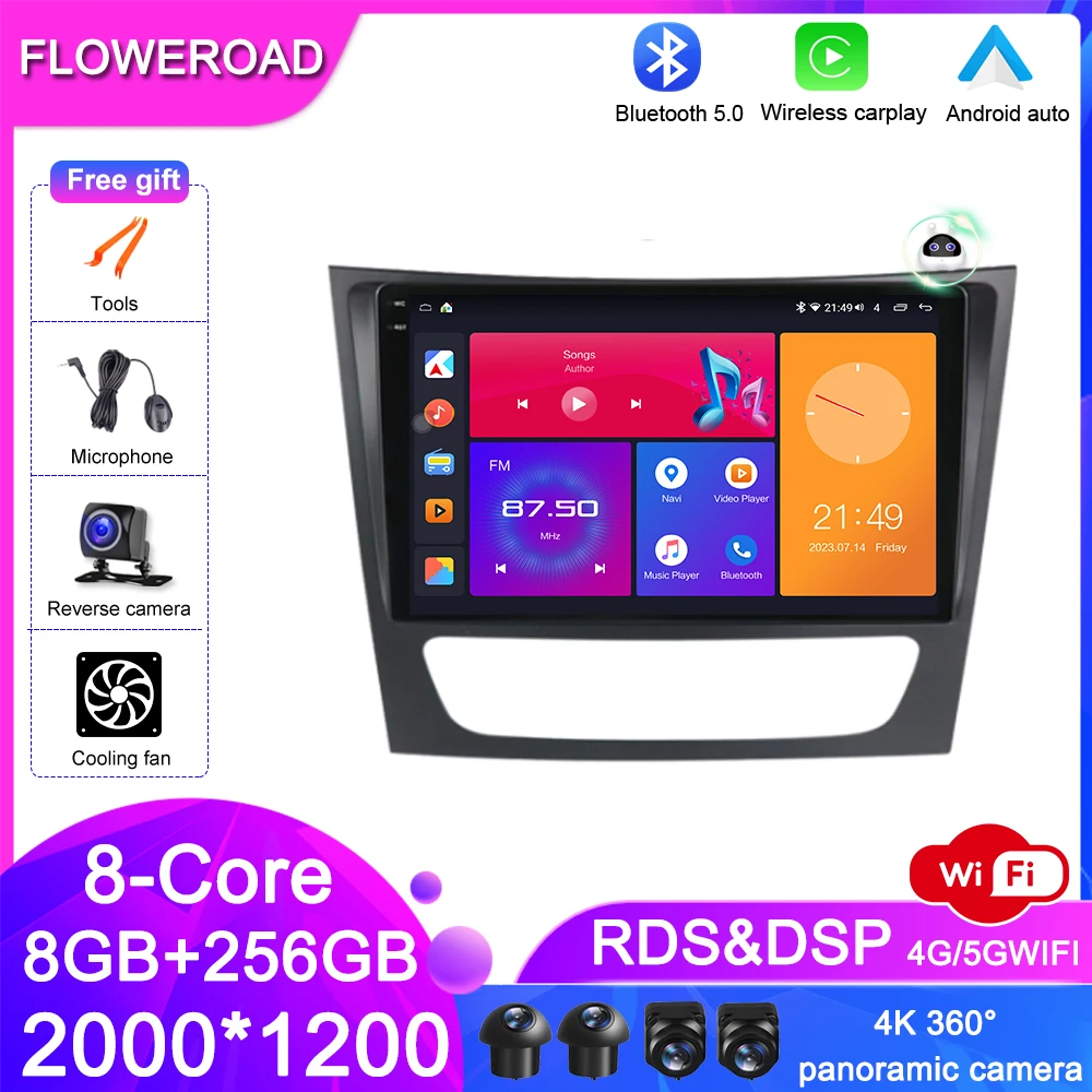 

Car Radio Multimedia Video Player Android 13 For Mercedes Benz E-class W211 E200 E220 E300 E350 E240 CLS Navigation GPS DSP 2DIN