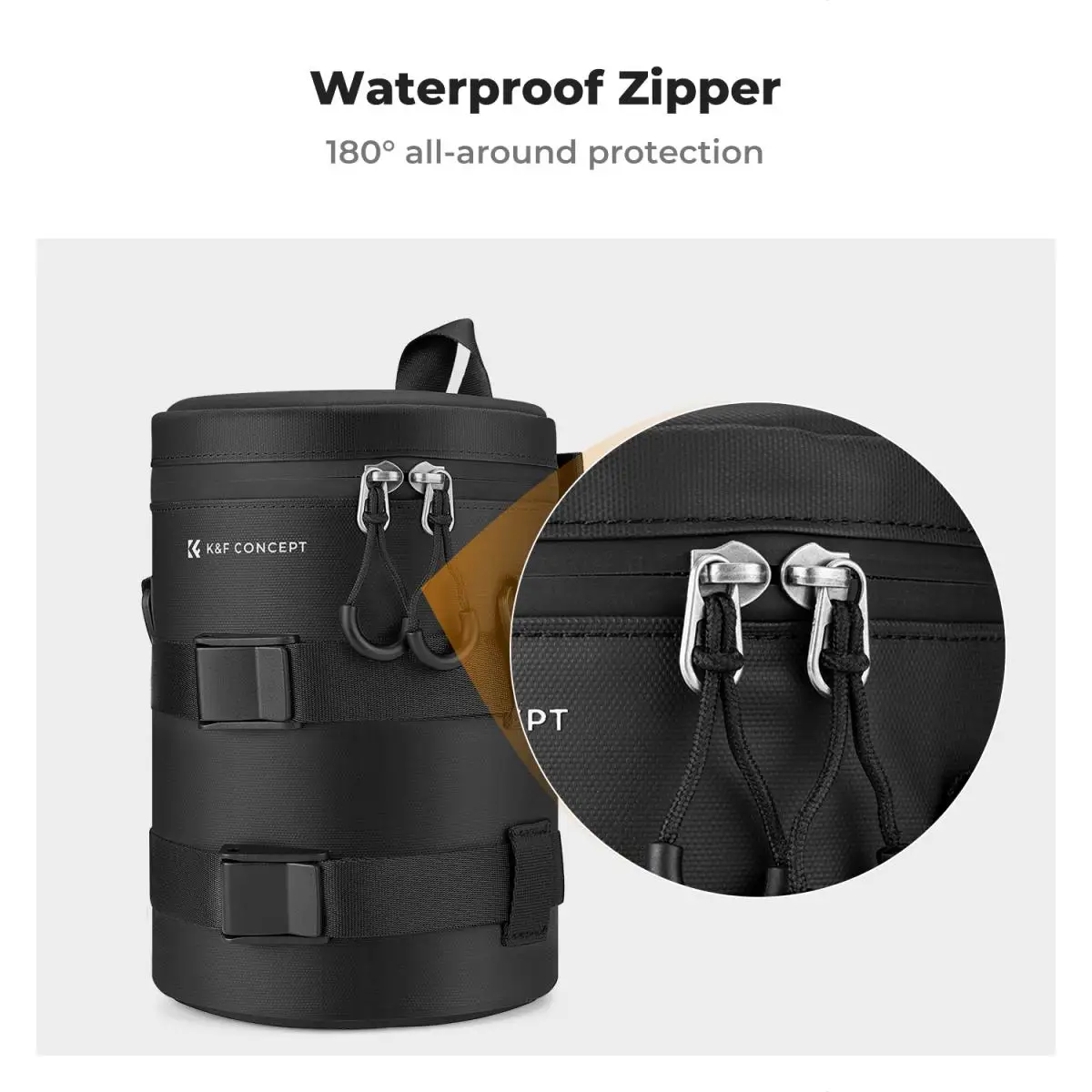 K&F Concept Camera Lens Bag Lens Pouch Case Waterproof Zipper Shockproof All-round Camera Lens Case for DSLR Lens