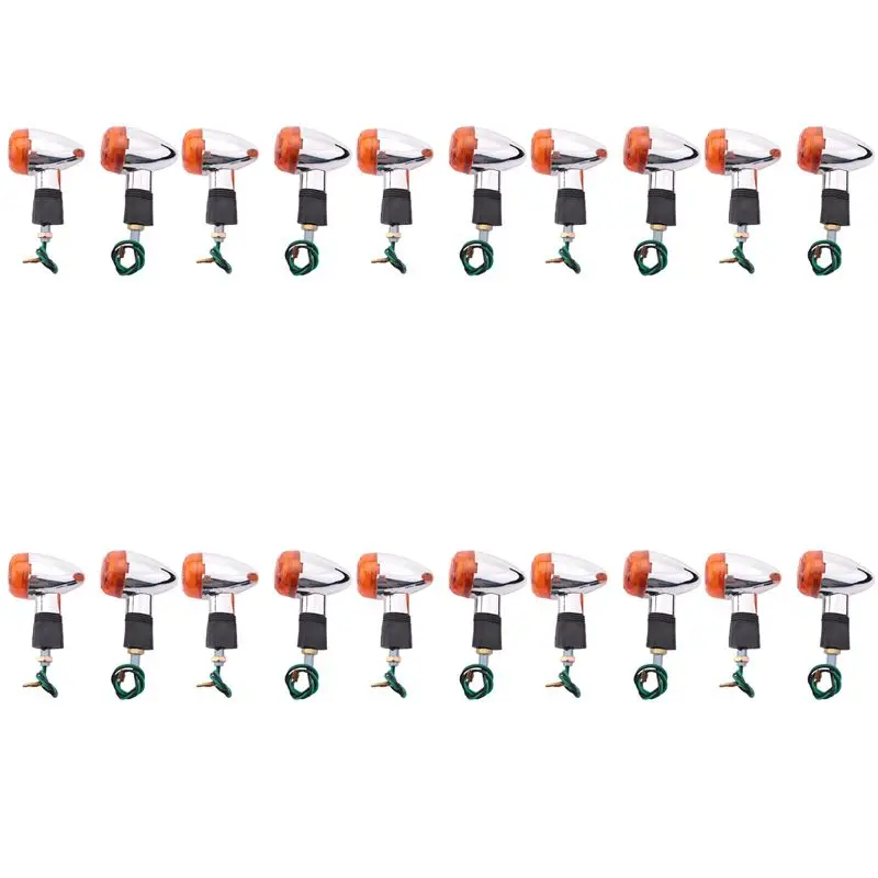 Durable Motorcycle Turn Signals Bullet-Front Rear Lights For Honda Kawasaki Custom Cruiser Bobber Chopper (20Pcs)