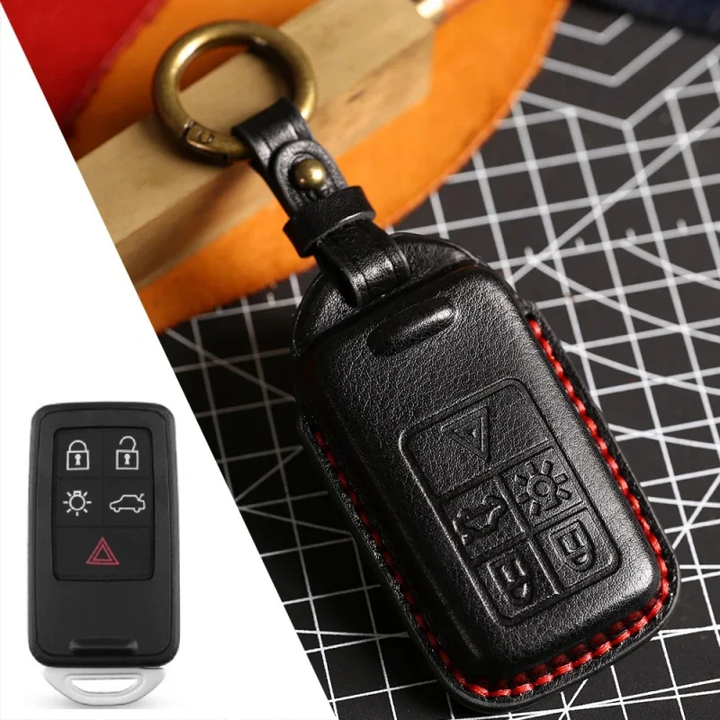 

1pc Luxury Leather Car Key Case Cover Fob Shell For Volvo S80L S60L V40 S60 V60 XC60 S80 2013 2014 2017 Car Accessories