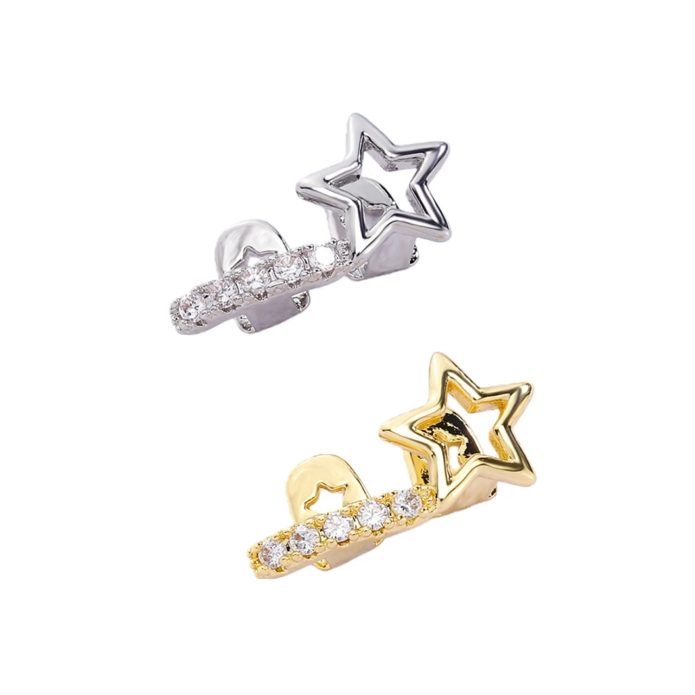 1Pcs Fashionable Women's Tooth Jewelry Hollow Five-Pointed Star & Bar Zirconia Double Tooth Accessory Unique Dental Jewelry image 5