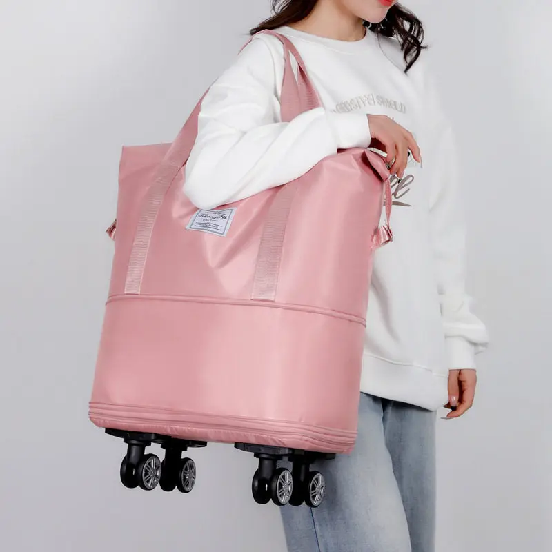 Portable Folding Luggage Bag Wheel-equipped Travel Bag for Short Business Trips And Students Living on Campus Women's Style view 4