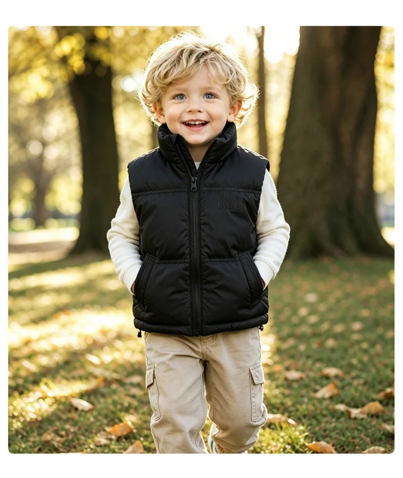 Dicke Weiche Weste für Jungen und Mädchen, Kinder Herbst Winter Winddichte Warme Weste, Baby Freizeitweste, Schüler Outdoor Campus Sportweste, Kinder – Detail 25
