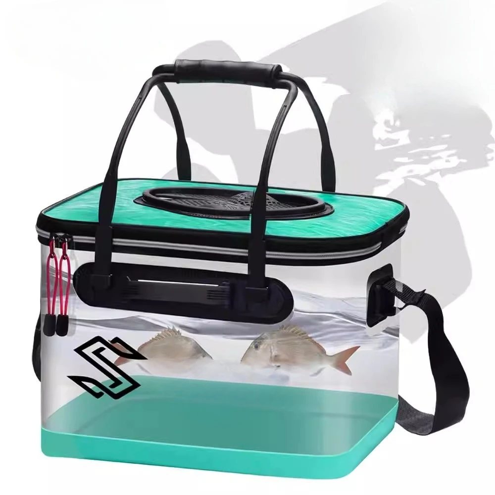 Transparent live fish bucket Thickened and hard fishing bucket, foldable fish bucket Luya multi-functional fish guard bucket