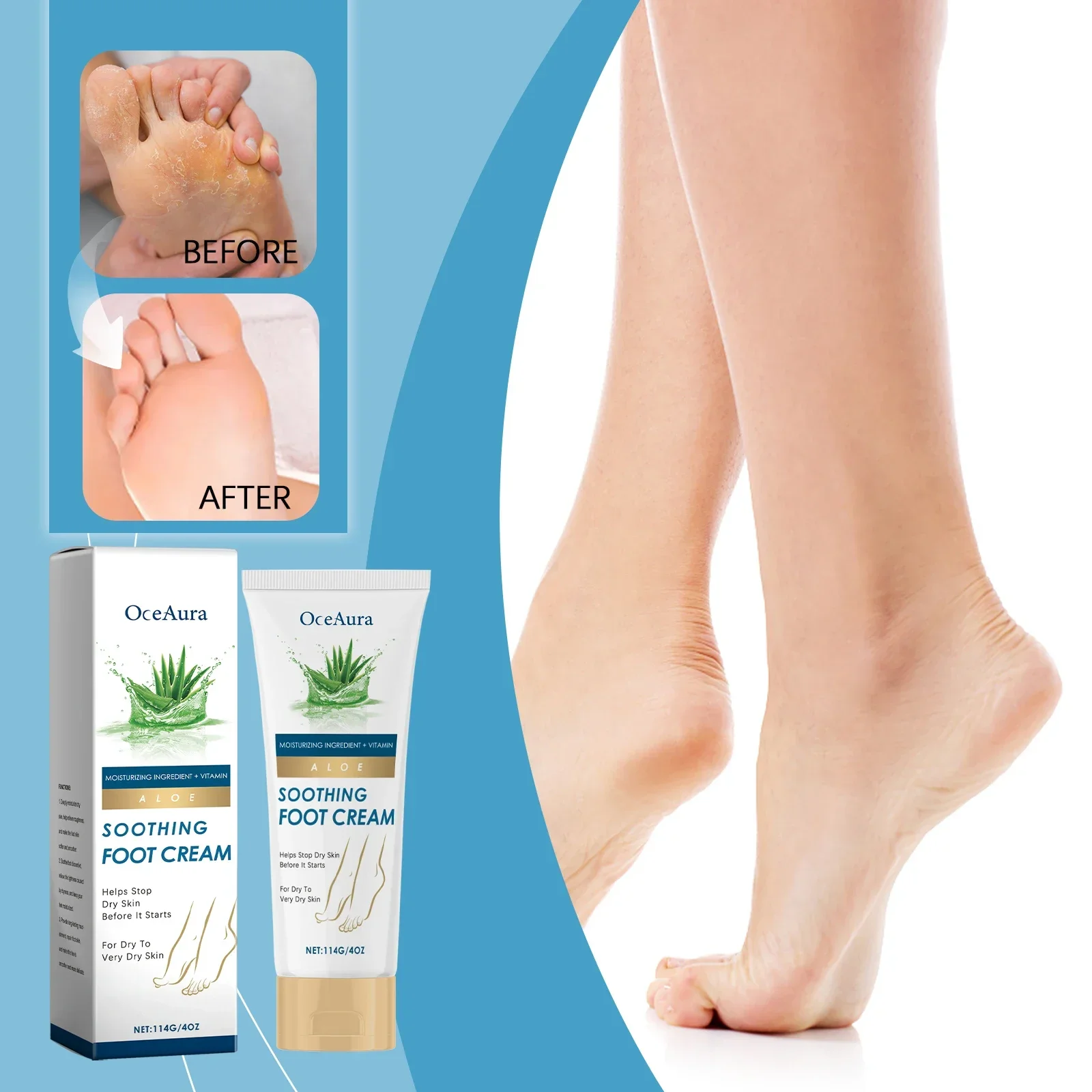 كريم الألوة فيرا لترطيب البشرة بلطف وتحمي كريم العناية بالقدم الجافة والخشنة