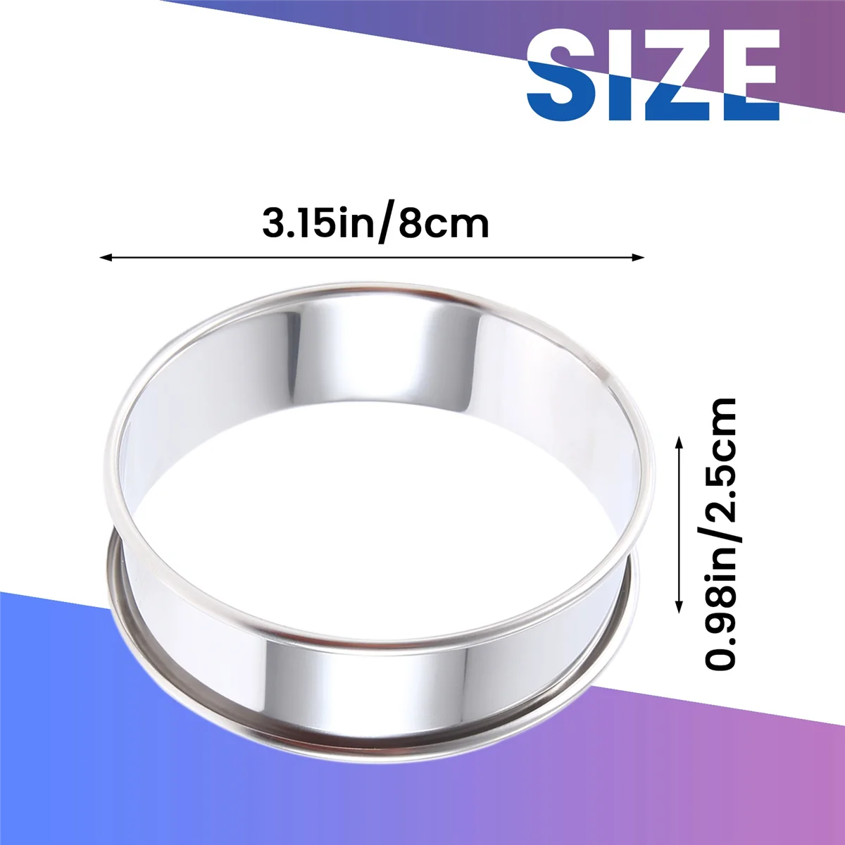 Y02A6 Pieces Muffin Tart Rings Double Rolled Tart Ring Stainless Steel Muffin Rings Metal Round Ring Mold for Food Making