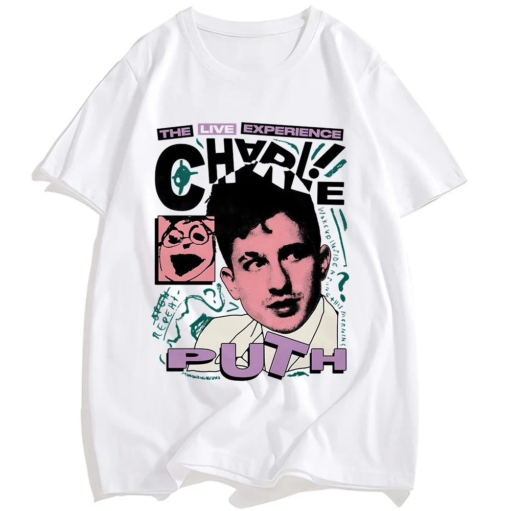 2026 Spring Summer Fashion Trendy Men Women Vintage Top Charlie Puth Live Experience Cotton Singer Patterned Print Streetwear