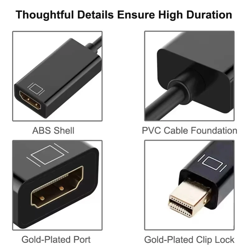 Mini DP Thunderbolt to HDMI-compatible Adapter Connecto Converter 4K 2K 1080P For MacBook surface laptop TV monitor projector