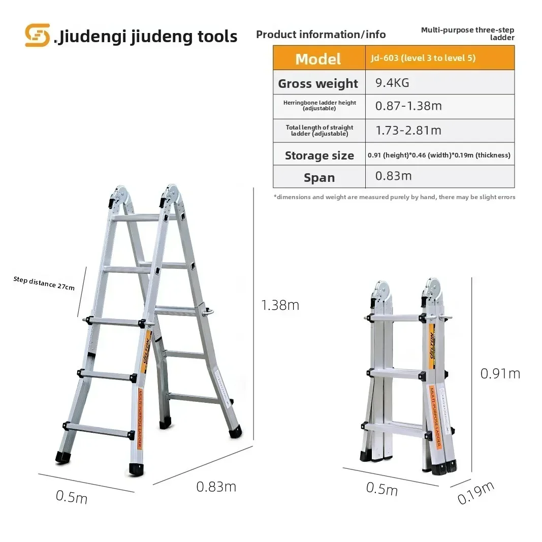 Cross-border Foreign Trade Aluminum Alloy Little Giant Multi-purpose Giant Ladder Household Anti-shaking Stable Telescopic