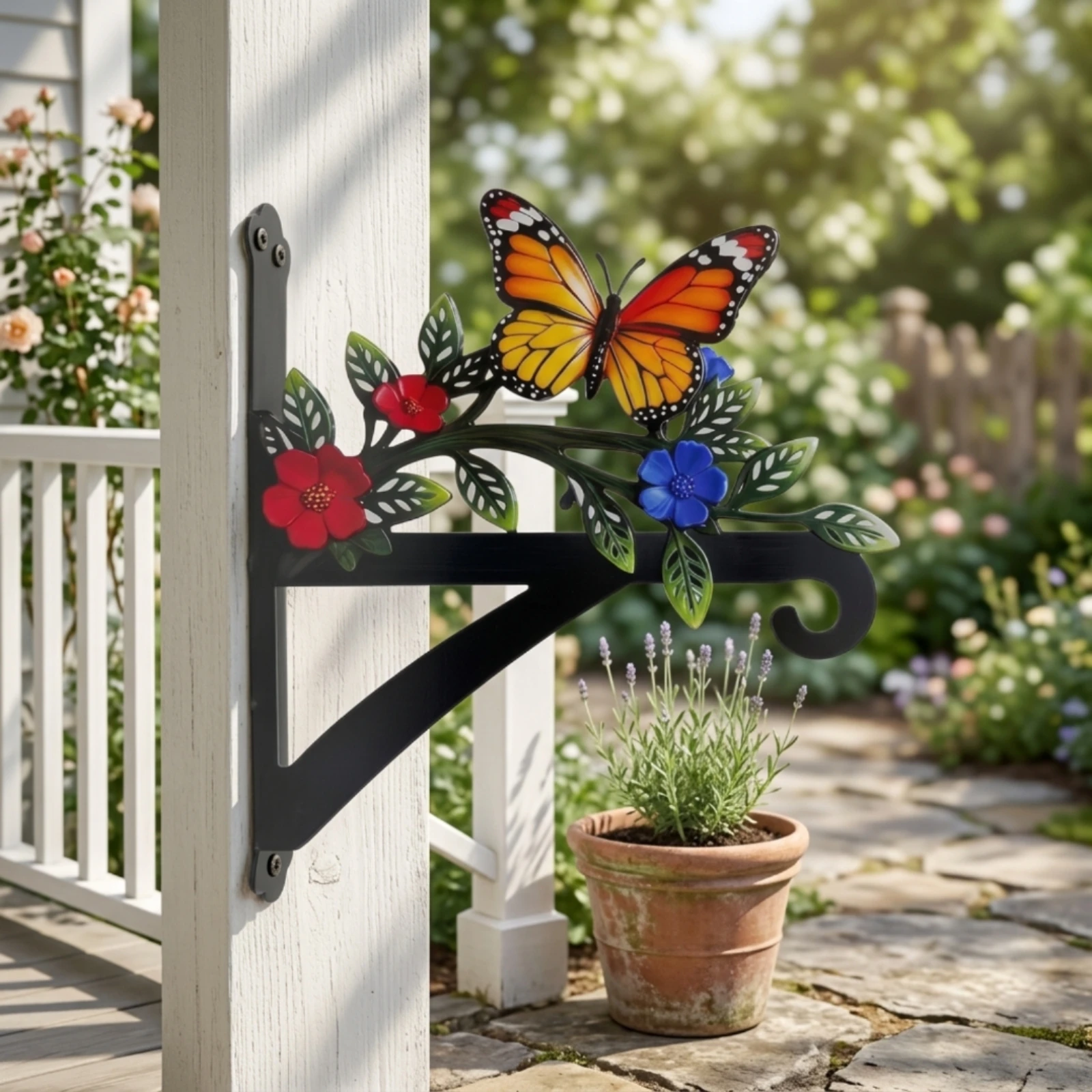 Wall-Mounted Plant Bracket Heavy-Duty Metal Plant Hanger Bird Feeder Hook Rust-Resistant Lantern Hook Curved for Gardeners