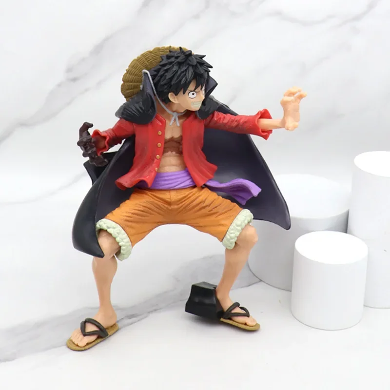 Cartoon Een Stuk Anime Figuur Gk Monkey D. Luffy Mantel Gevechtspak Squat Decoratie Pvc Speelgoed Cadeau Desktop Ornamenten Kind Speelgoed