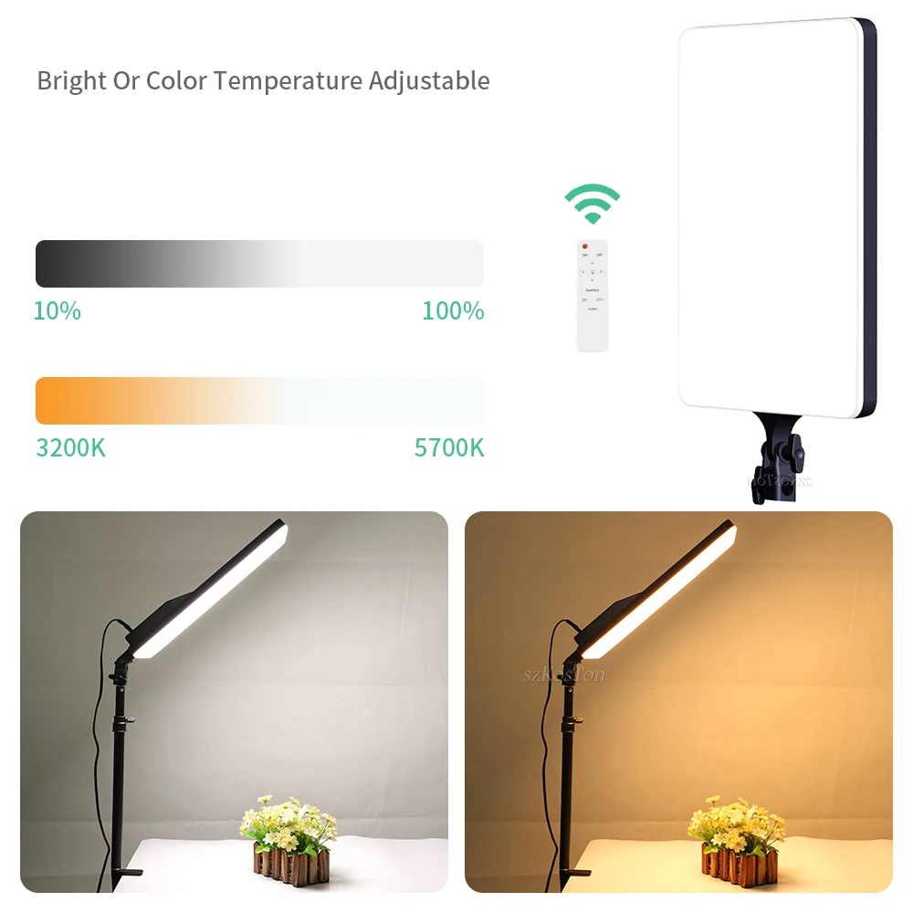 Led Video Light 2700K-7500K Panel Light Studio Fill Lamp Photography Lighting Photo w Light Stand for Live Tiktok Stream