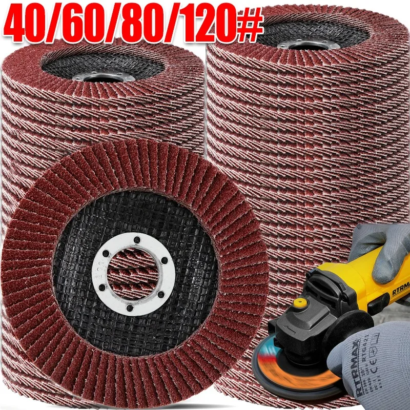 

5/1Pcs 4.5inch Flap Discs Sanding Discs Angle Grinder Accessories Sanding for Metal Wood Polishing Accessories 40 60 80 120 Grit