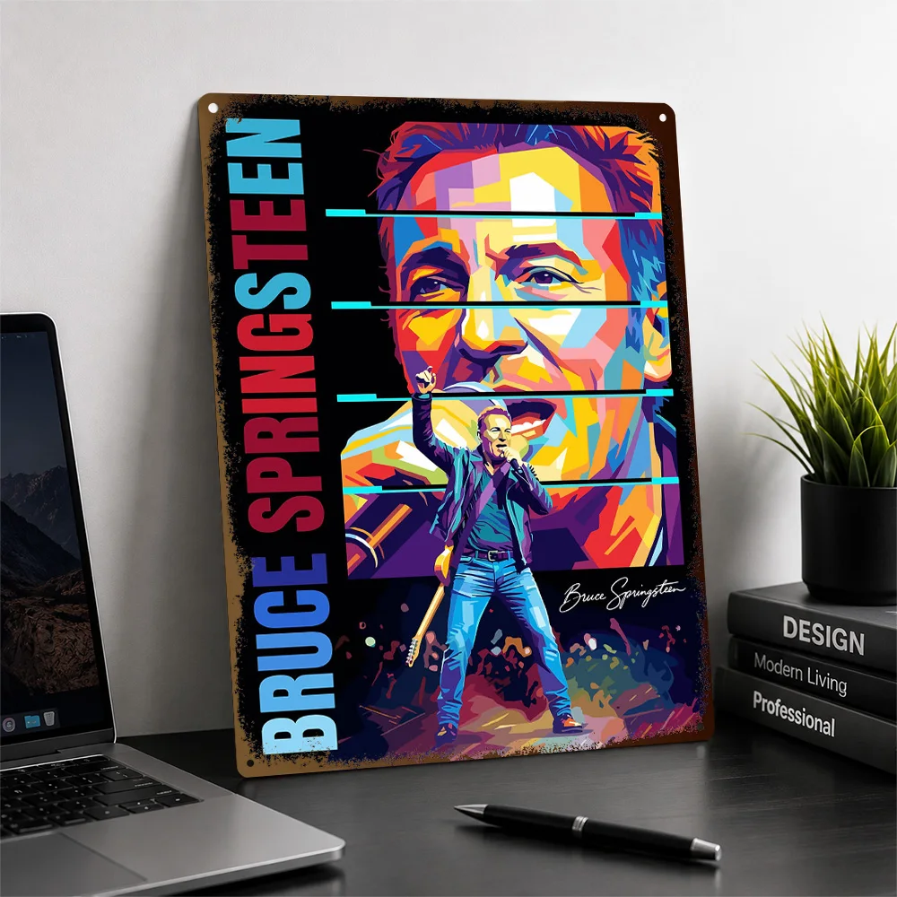 Bruce Springsteen Color Block Aluminum Poster Customized Metal Tin Sign Alternative Stage Design Wall Art Enhances Home Office