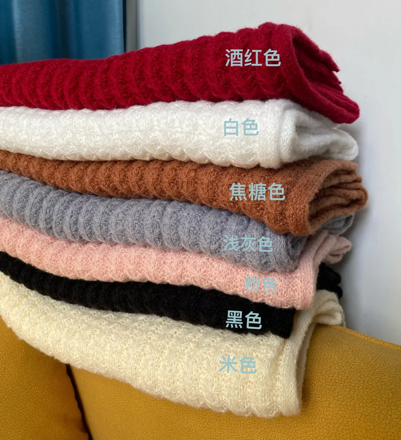 Solid Color Wool Scarf Female Korean Version Cute Girl Autumn Winter Thick Warm Knit Neck Ring Lovers Knitted Scarves