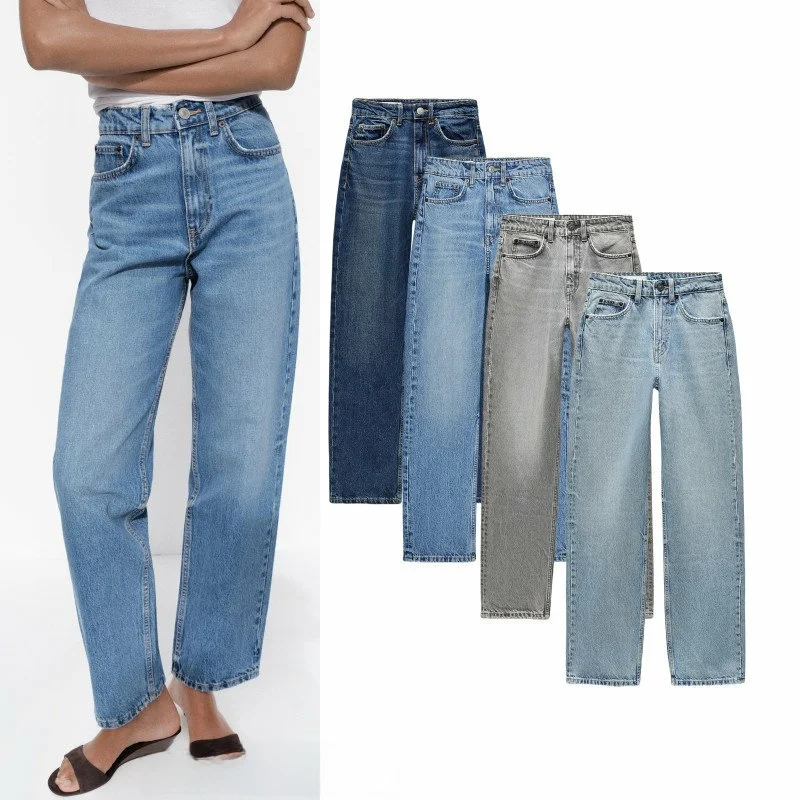 

High Waist Loose Comfortable Women's Jeans Retro Faion Spring Summer New Arrival Casual Sle Zipper Closure Pure Color