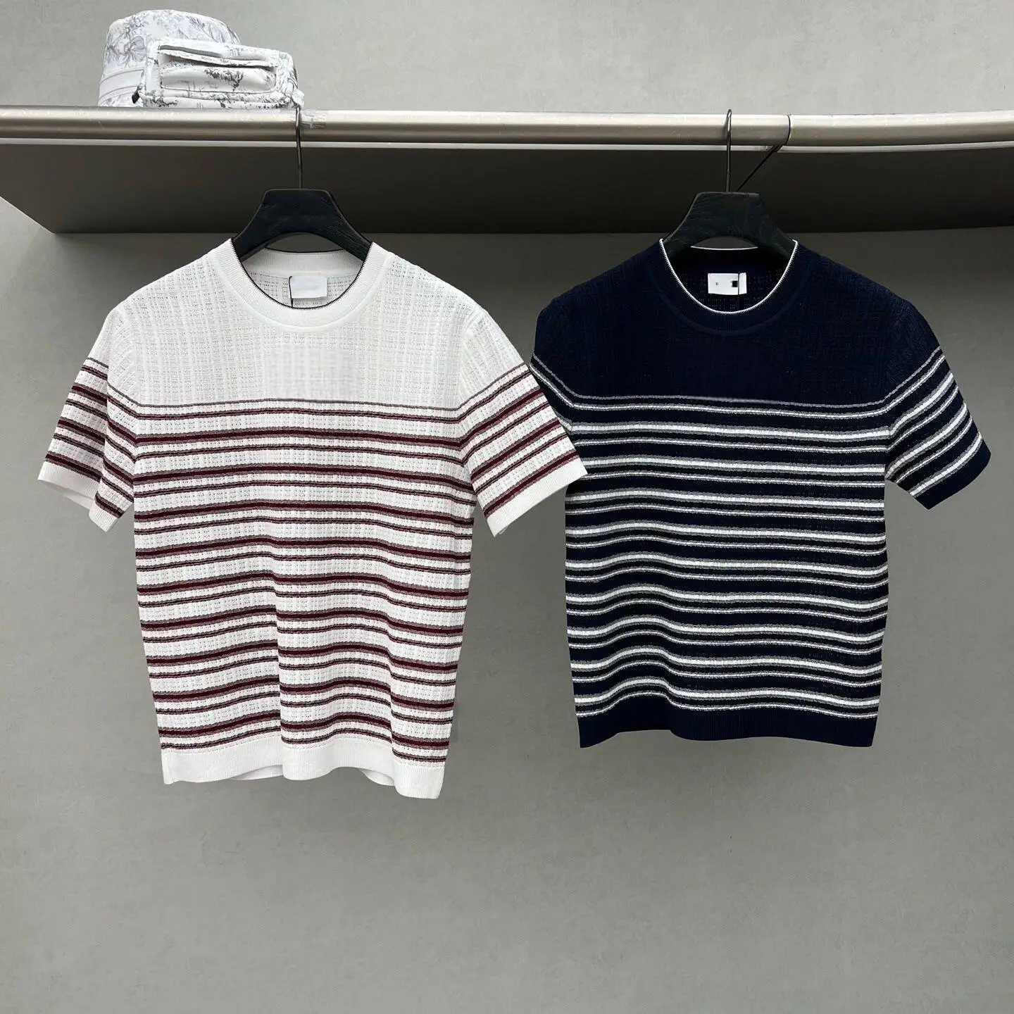 2026 Summer Women Contrast Color Striped Knit Golf Top Cool Touch Breathable Short Sleeve Casual Sports Tshirt