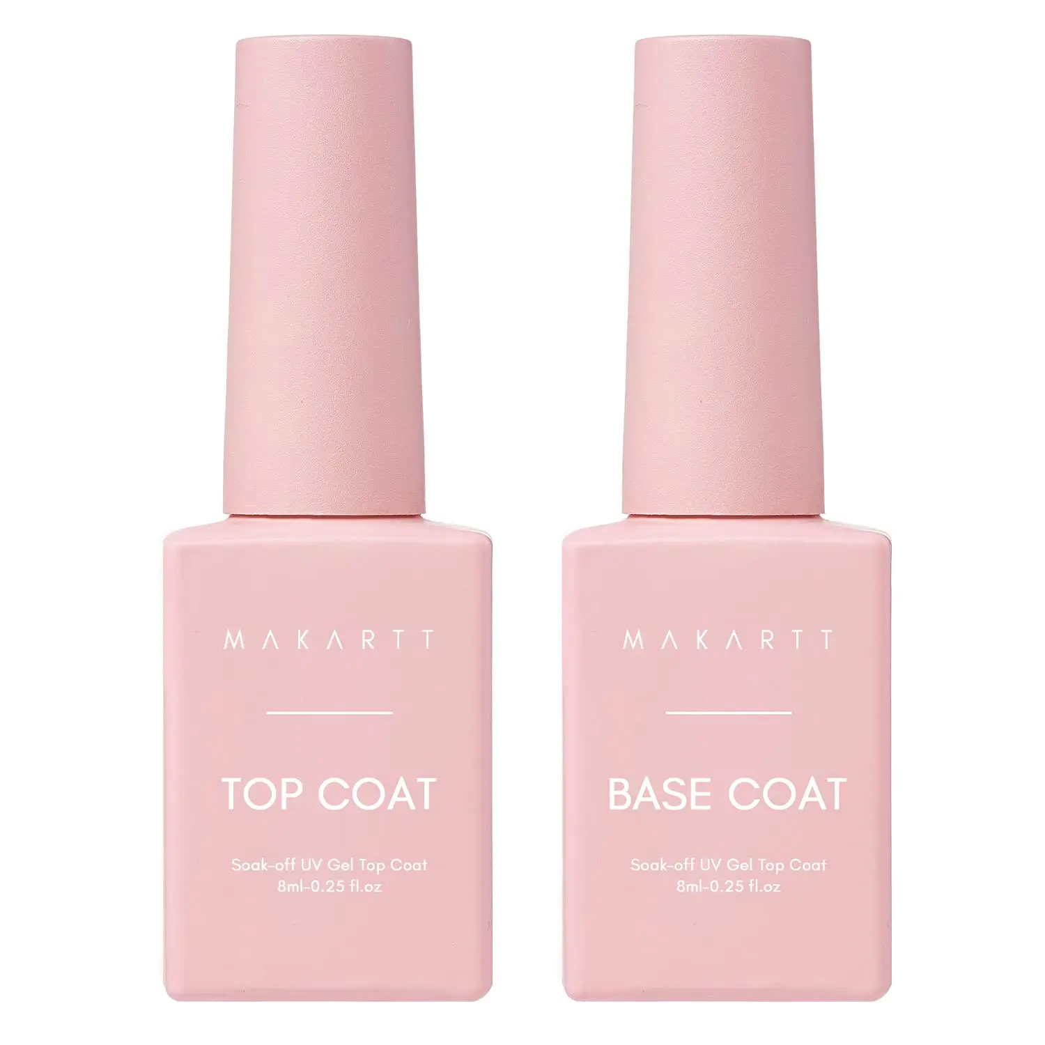 Makart No Wipe Top Coat e Base Coat Kit, Clear Gloss Shiny Stain Resistant General Gel Top Coat smalto per unghie UV e Primer