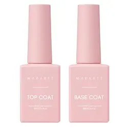 Makartt No Wipe Top Coat and Base Coat Kit, Clear Gloss Shiny Stain Resistant General Gel Top Coat Nail Polish UV and Primer