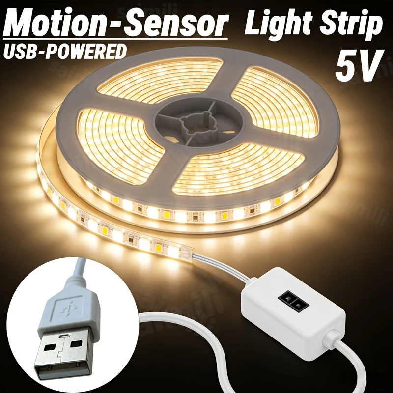 USB 5V SMD2835 Flexible LED Light Strip Gesture Sensor Switch Self Adhesive Cuttable Ribbon Lamp For TV Closet Stair Decor Light
