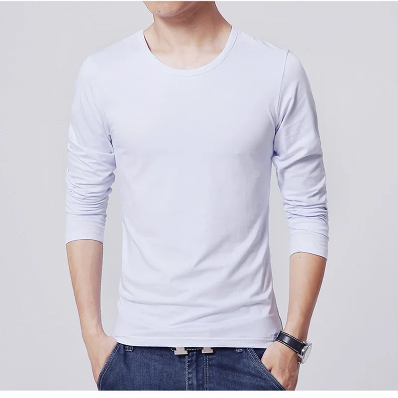 2024 MRMT Brand New Men\'s T-Shirts Long Sleeve Slim Men T-Shirt Young Man Pure Color Tops Tees Shirt O-Neck For Male Boys Tshirt