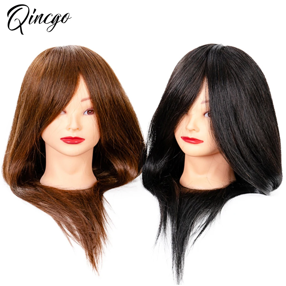 Fotografia 5: Cabeça de manequim de cabeleireiro profissional, 18 polegadas, 100% cabelo humano, cabeça de treinamento, cosmetologia, manequim, boneca, suporte de braçadeira