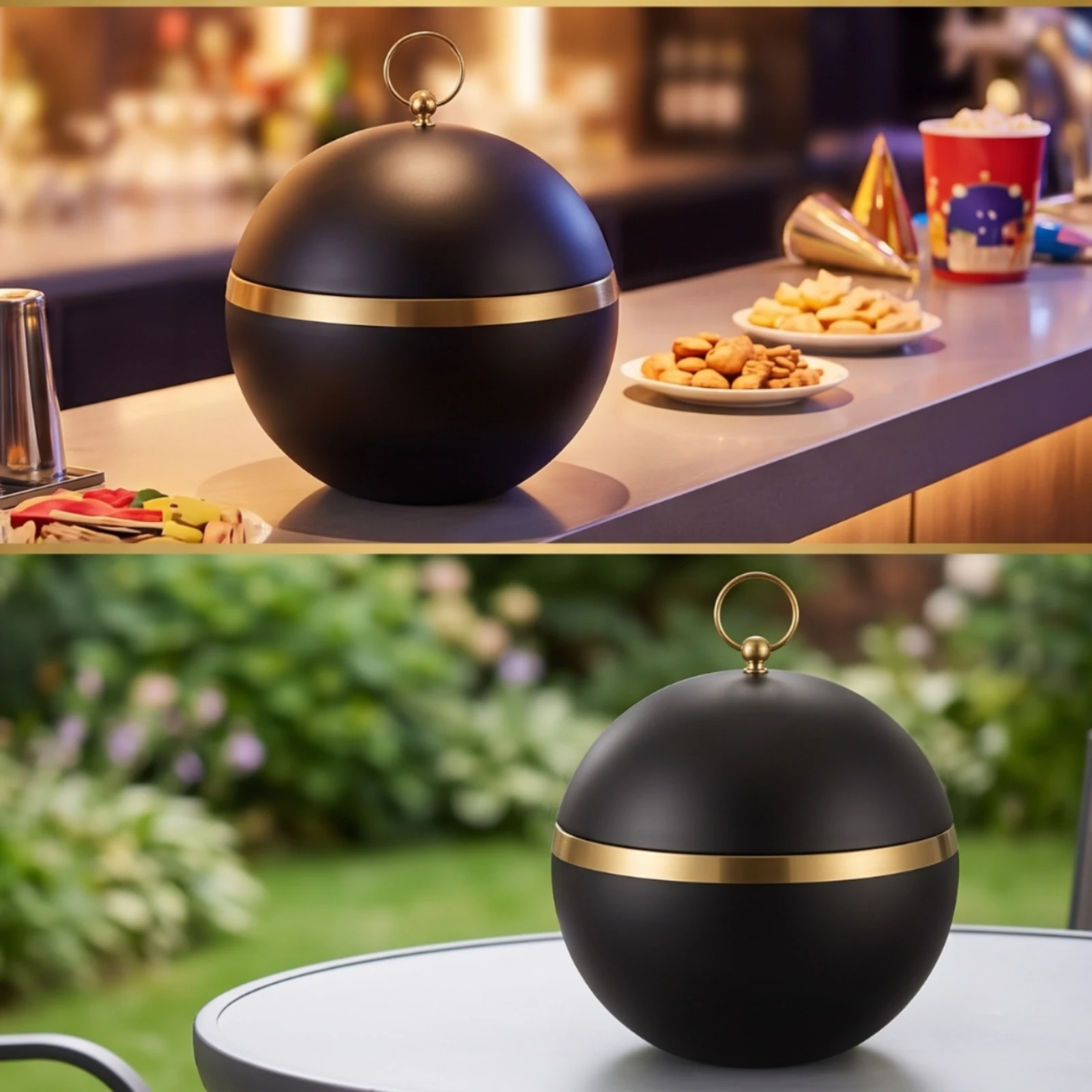 Football Ice Container Stainless Steel Spherical Ice Container Beverage Tub Rust-Resistant Easy to Clean for Hosts, Tailgating
