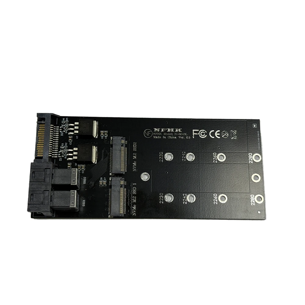 Dual M.2 NVMe SSD Adapter Card PCIe 3.0 x4 to SFF-8643 Connector, Compatible with 2230 2242 2260 2280 NVMe PCIe SSD Only