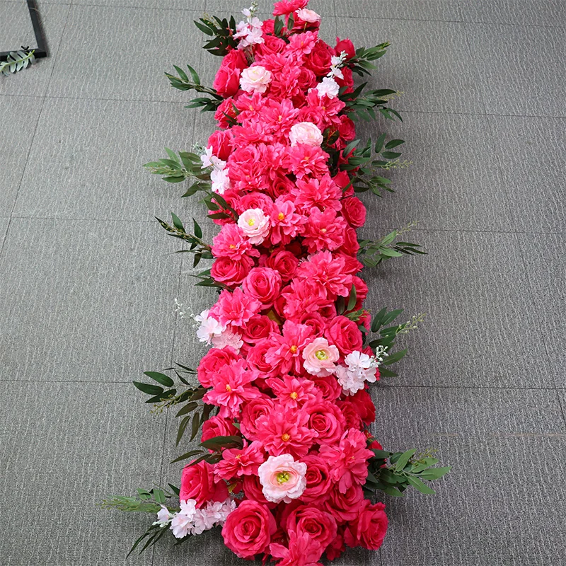 2m kunstbloemloper wit rood roos arrangement kunstbloem rij bruiloft decoratie eettafel decoratie bloemen
