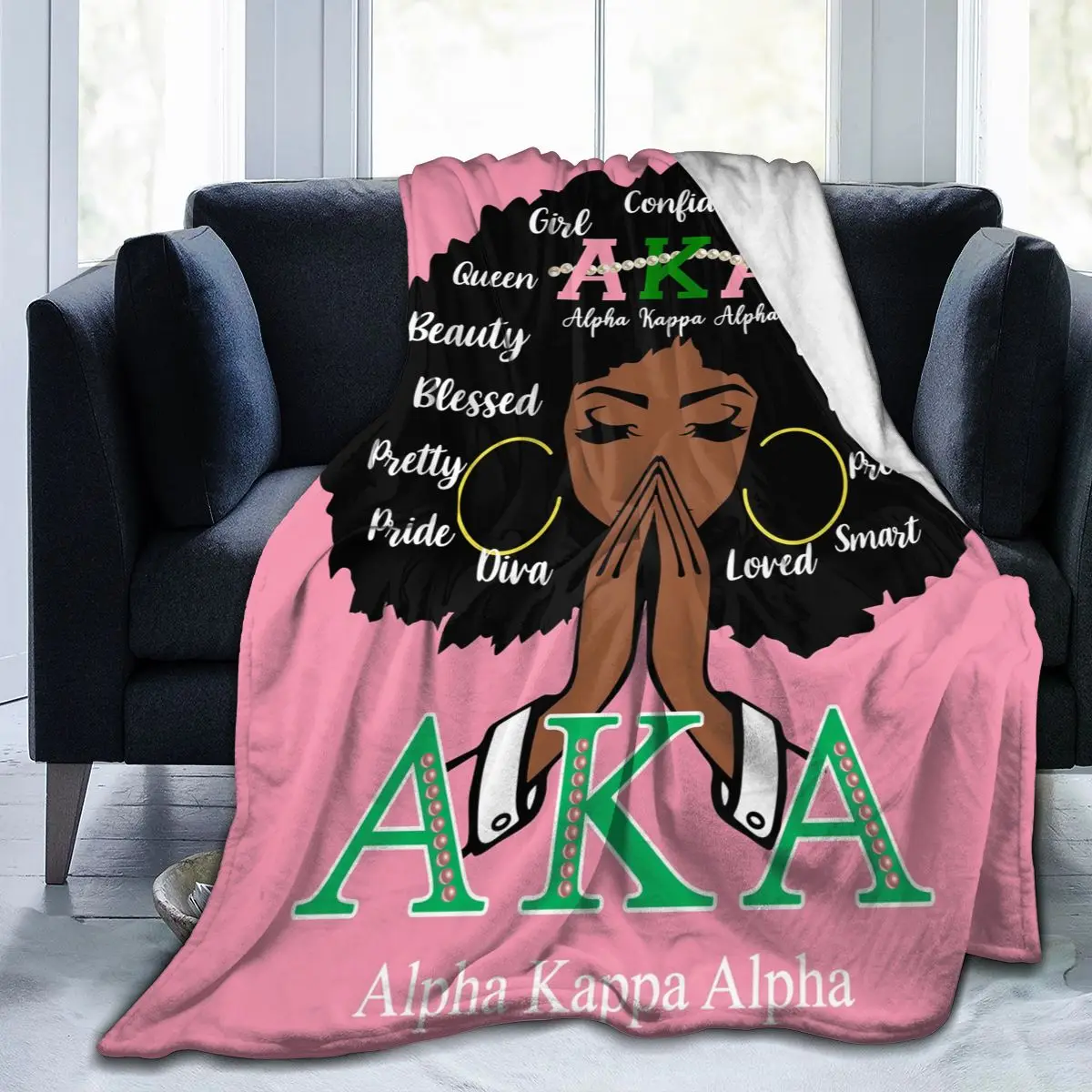 Alpha Sorority Kappa Alpha AKA All Season Fleece Blanket Throw Ultra Soft Flannel Blanket Digital Printed Premium Fluffy Fleece