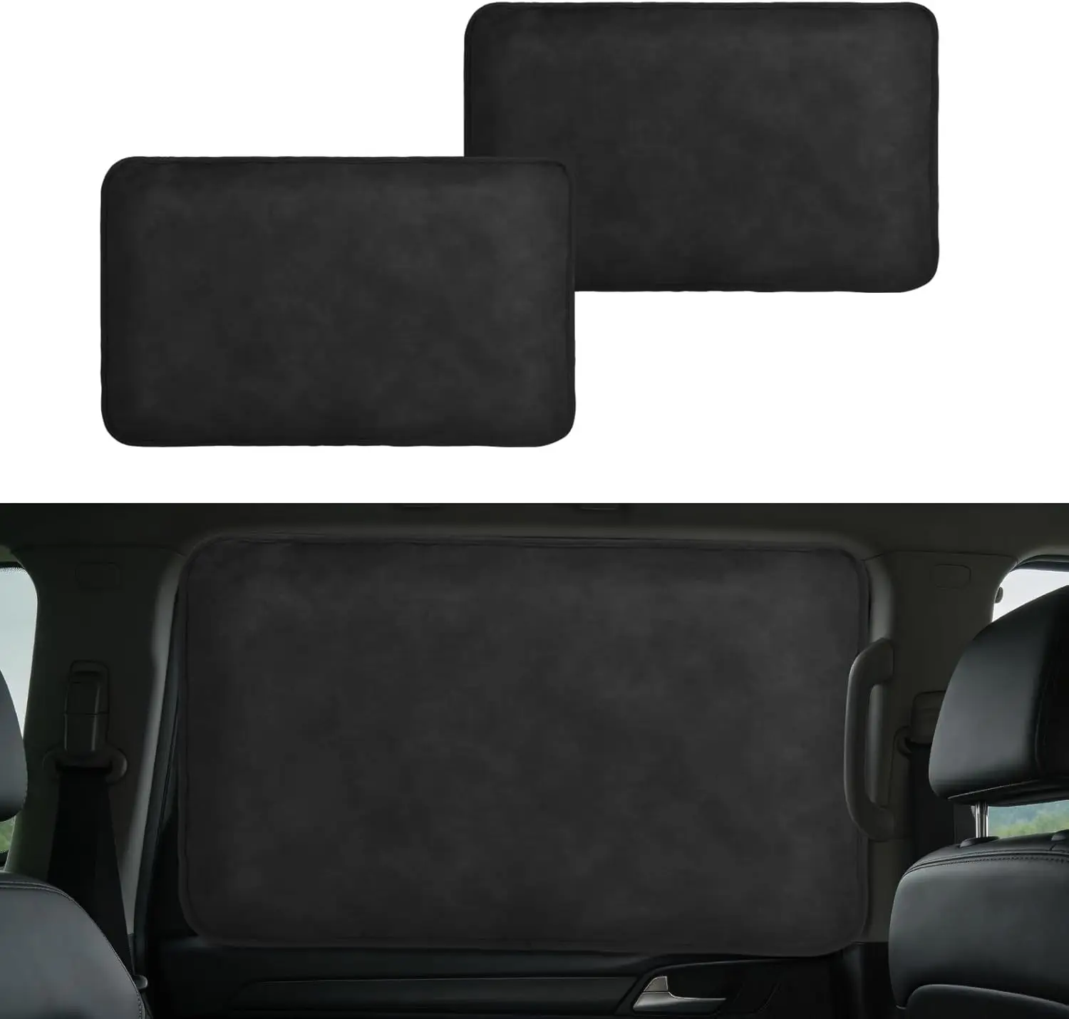 

Magnetic Car Window Shades for Rear Side Windows 2PCS - Blackout Privacy Curtains with Suede Fabric for Baby, Passengers