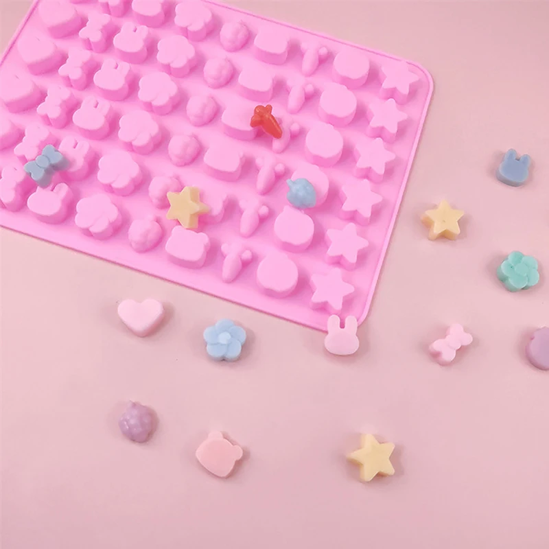 54 Cavities Fruit Animal Silicone Fondant Mold DIY Cake Decoration Tools Jelly Ice Cubes Handmade Drip Glue Fire Paint Wax Molds