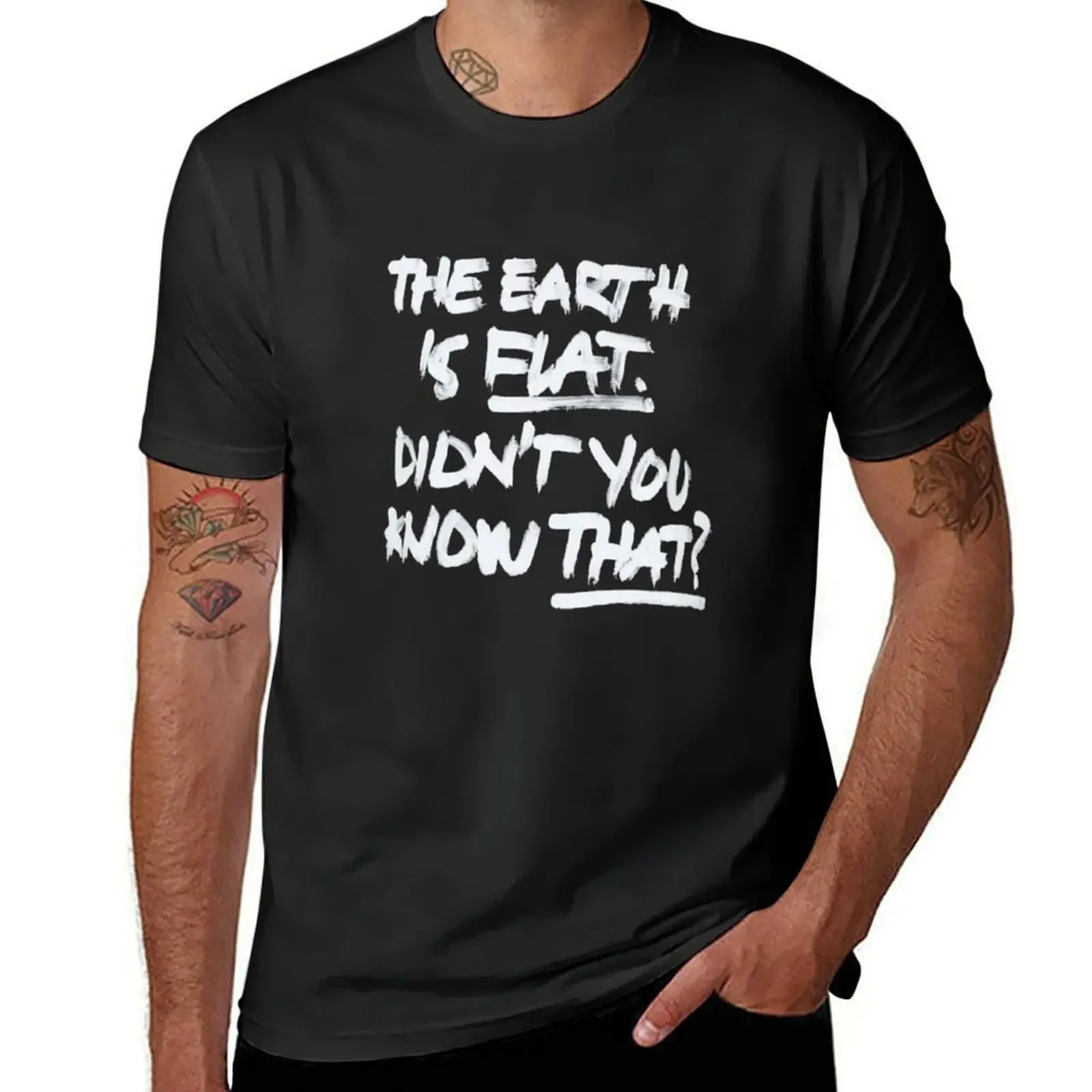 

the eart is flat. didn't you know that T-Shirt oversized t shirt Short sleeve tee cheap stuff mens clothes