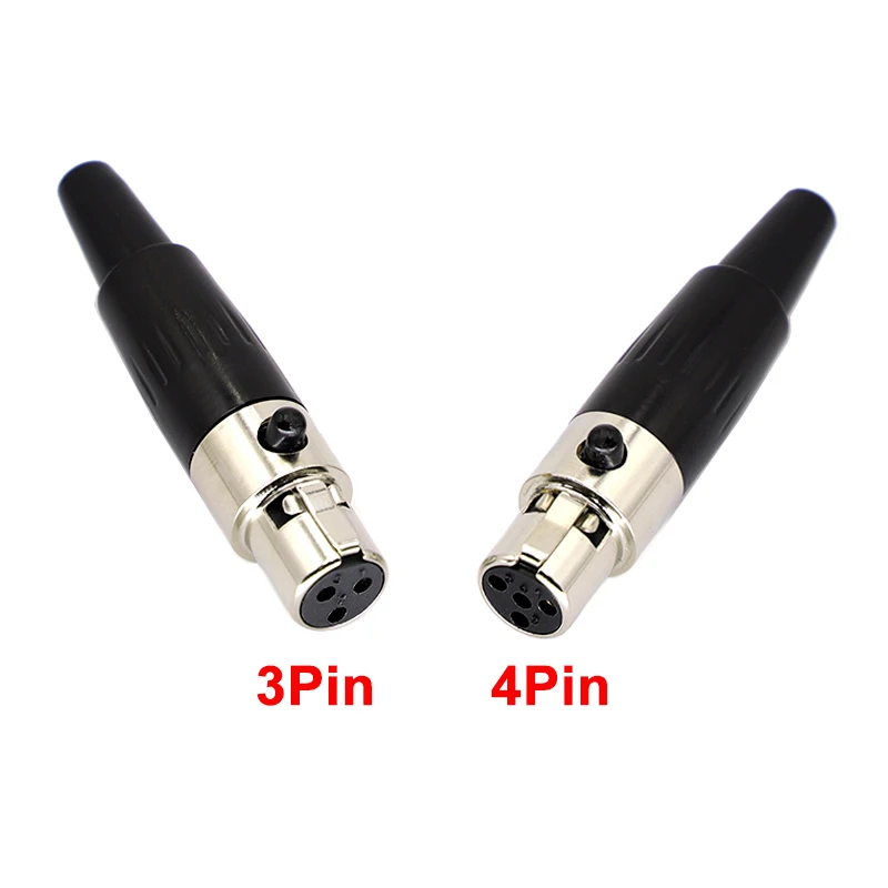 1Pcs High Quality Mini XLR 3 4 Pin Female Plug Small XLR Audio Microphone Connector for MIC Soldering Straight