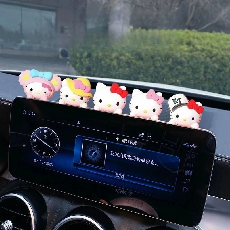 

5Pcs/Set Hello Kitty Car Dashboard Ornaments Decoration Cute Cartoon KT Cat Computer Desk Car Interior Decor Toys Holiday Gifts