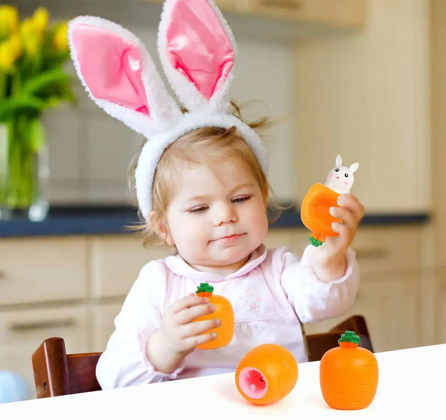 Easter Carrot Rabbit Fidget Toys Rabbit Squeeze Ball for Kids Relieve Stress Up Toy for Easter Basket Stuffers Easter Decor