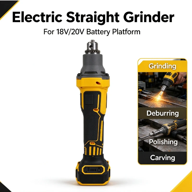 Brushless Cordless Die Grinder 4 Gears 6mm Chuck Straight Grinder Metal Wood Grinding Engraving Polishing Tool 18V 20V Battery