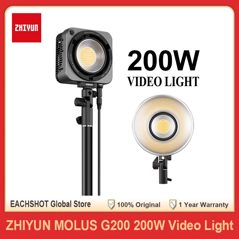 ZHIYUN MOLUS G200 200W COB LED Video Light 2700K-6500K Bi-Color Photography Lighting APP Control for Photo Film Shooting Studio