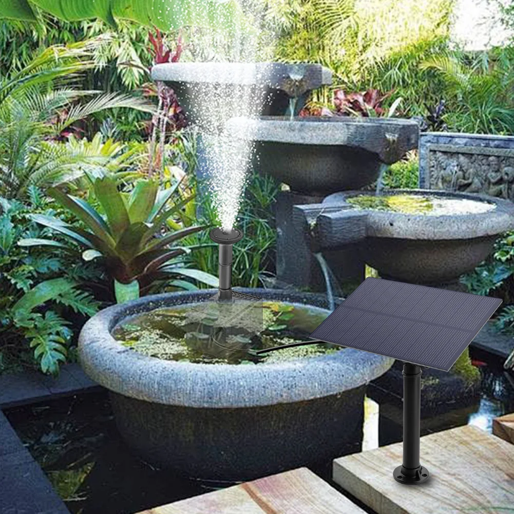 1.5W 5Vソーラーウォーターポンプ、ノズル付きソーラーパネル噴水散水システム、ソーラーパネル噴水ポンプ、ガーデンデコレーション