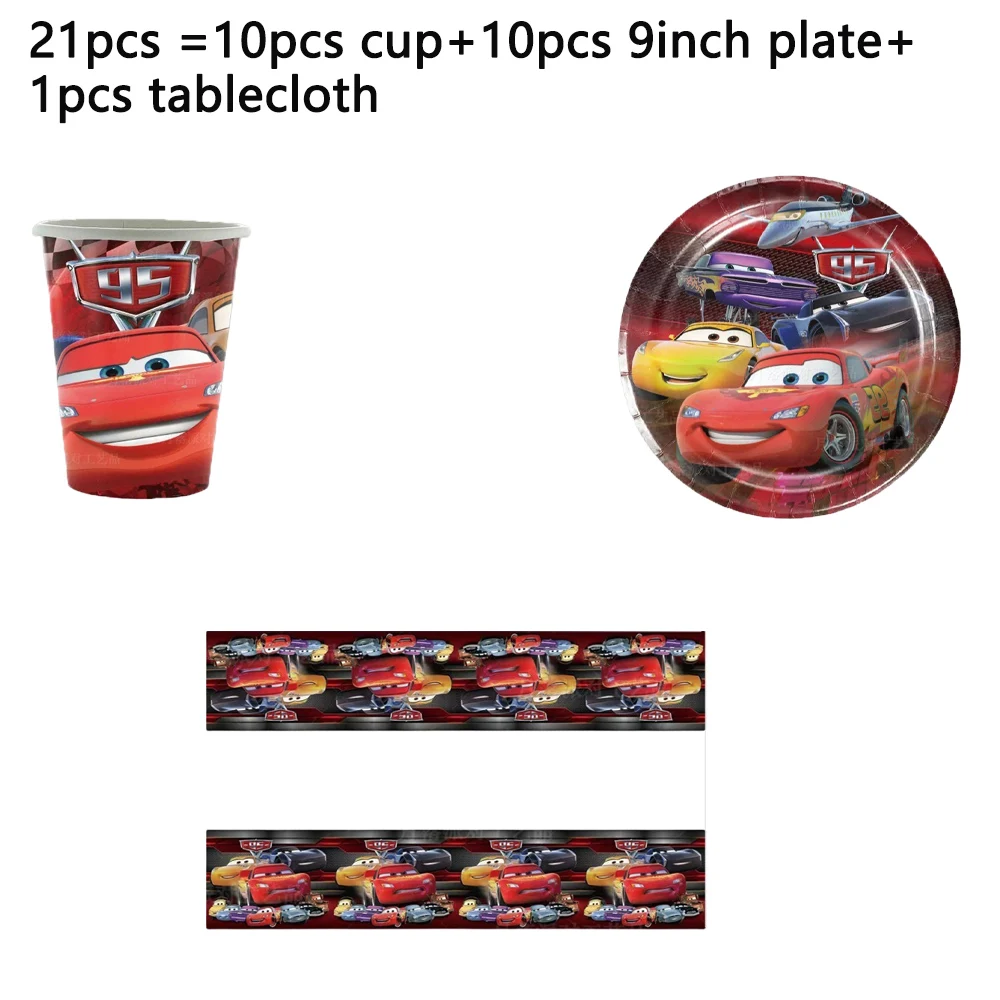 Cartoon Rode Auto Thema Kinder Verjaardagsfeest Decoratie Wegwerp Servies Cartoon Auto Vlaggen Hangende Decoraties Placemats