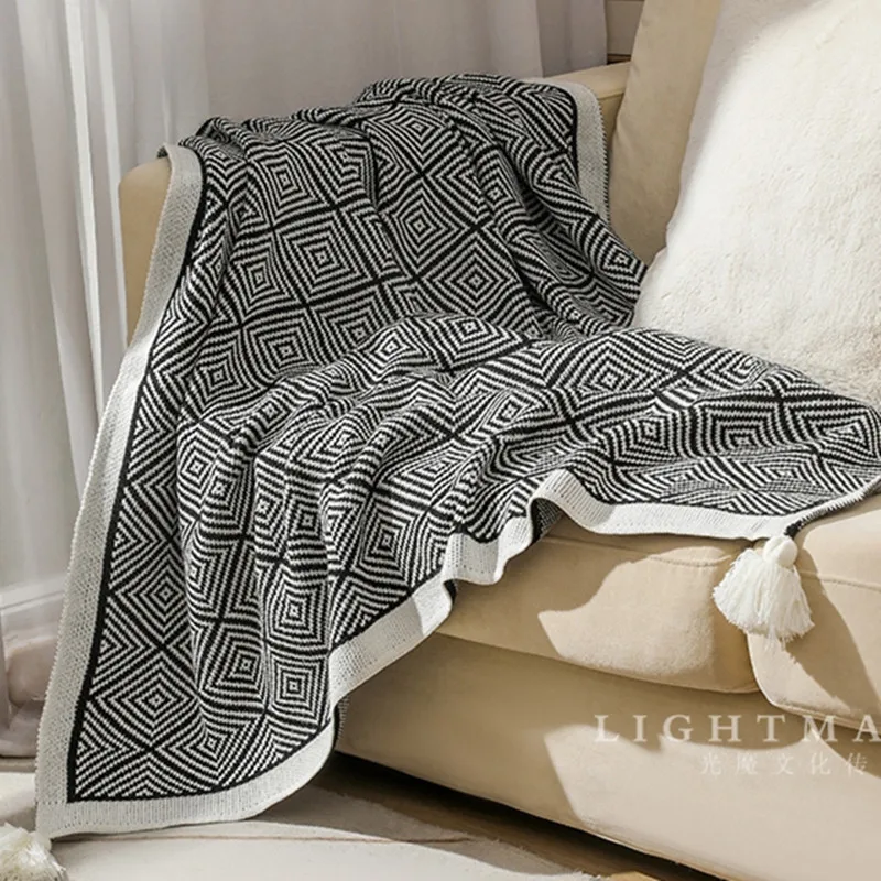 

Sofa Cover Blanket Bay Window Knitted Blankets Ethnic Style Back-line Air Conditioning Blankets Tassel Nap Blanket